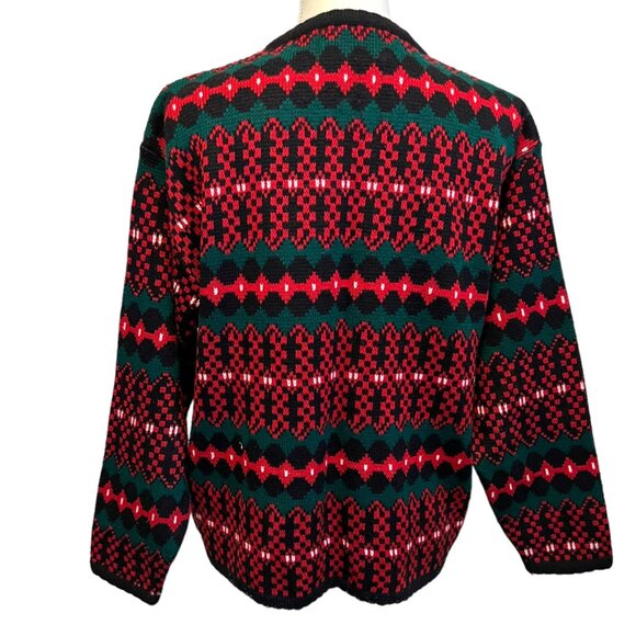 Vintage Tally Ho Grandmacore Holiday Plaid‎ Christmas Cardigan Sweater M - Picture 3 of 8